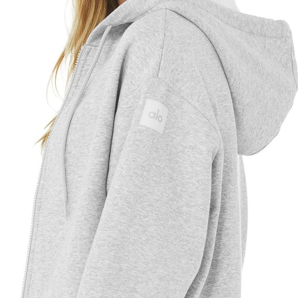 alo gray hype full zip hoodie sz small - Picture 3 of 6